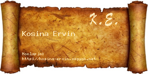 Kosina Ervin névjegykártya